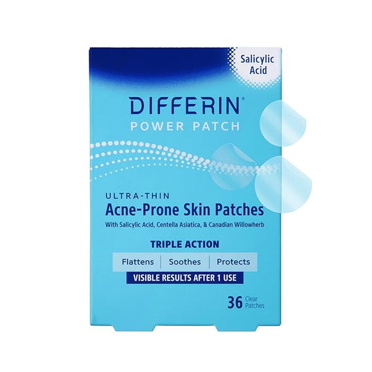 Differin Acne Patches, Pimple Patches for Acne Prone Skin, Formulated with Salicylic Acid and Centella, Fast Triple Action Power Patch for Day & Night, Dermatologist Tested, 36 Count