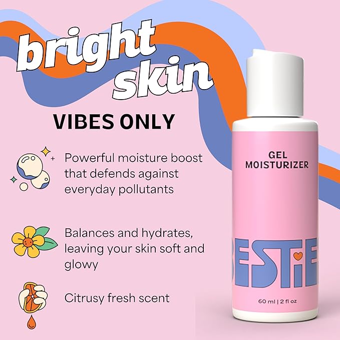 InstaNatural BESTIES Gentle Teen Gel Face Moisturizer | with Vitamin C, Hyaluronic Acid, Niacinamide for Hydration, Smoothness, Even Skintone | Simple Skincare for Healthy Skin (for All Skin Types)