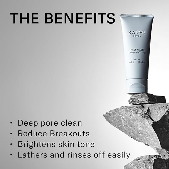 Face Wash for Men | Made in Japan | Premium Rich & Refreshing Lather with Moroccan Clay, Licorice Root, Konbu from Hokkaido Japan