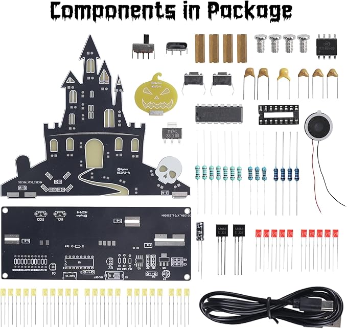 Halloween Music Castle Soldering Kit - DIY Ghost Castle Soldering Project Kit with 2 Lighting Modes & Spooky Sound, Fun Soldering Practice Kit for Teens Adults, Halloween Presents & Decoration