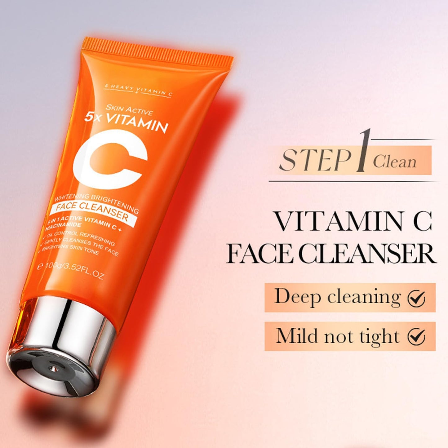 5x Vitamin C Toner Set, Korean 5 in 1 Active Vitamin C + Niacinamide Skin Care Set - Face Toner/Cleanser/Serum/Lotion/Cream/Eye Cream