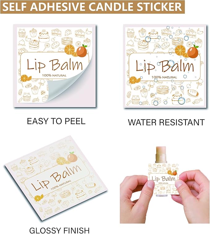 CRASPIRE Lip Balm Labels 80pcs Homemade Logo）