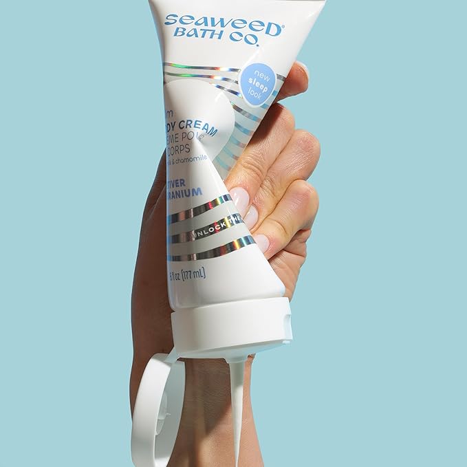 Seaweed Bath Co. Calm Body Cream, Vetiver Geranium Scent, 6 Ounce, Sustainably Harvested Seaweed, Oat Milk, Chamomile