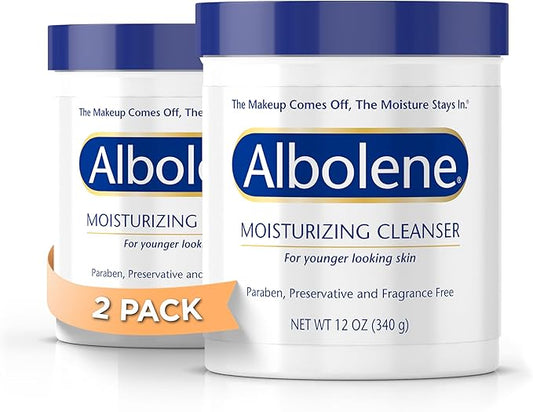 Albolene Moisturizing Cleanser & Makeup Remover Balm - Fragrance-Free Facial Cream for Cleansing & Hydration - Multi-Use Skincare for All Skin Types - No Harsh Chemicals - 12 oz - Pack of 2