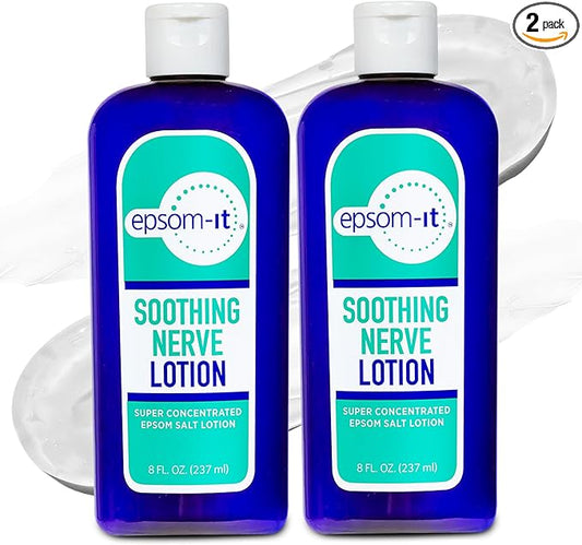 Epsom-It Soothing Nerve Lotion - Epsom Salt Magnesium Lotion, Topical Magnesium Cream with Capsaicin & Arnica to Provide Comfort for Legs, Knee and Feet, 8.0 oz., 2-Pack