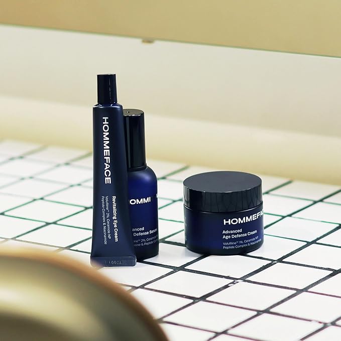 HOMMEFACE Advanced Age Defense 3-Step Anti-Aging Skincare Set for Men - Facial Serum, Eye Cream & Face Cream