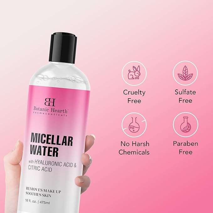 Botanic Hearth Micellar Water | Gently Cleanses, Makeup Remover With Dual|Phase Formula, Pack Of 2 (16 Fl Oz Each) | Suitable For All Skin Types