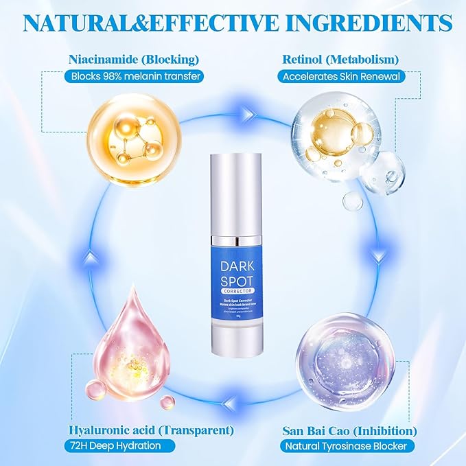 Dark Spot Remover for Face,Dark Spot Corrector, Dark Spot Serum for Sun Spots, Age Spots, Brown Spots,Acne Scars,Melasma Brown Spot -Advanced Formula with Niacinamide Retinol for Women (1.0 Fl Oz)