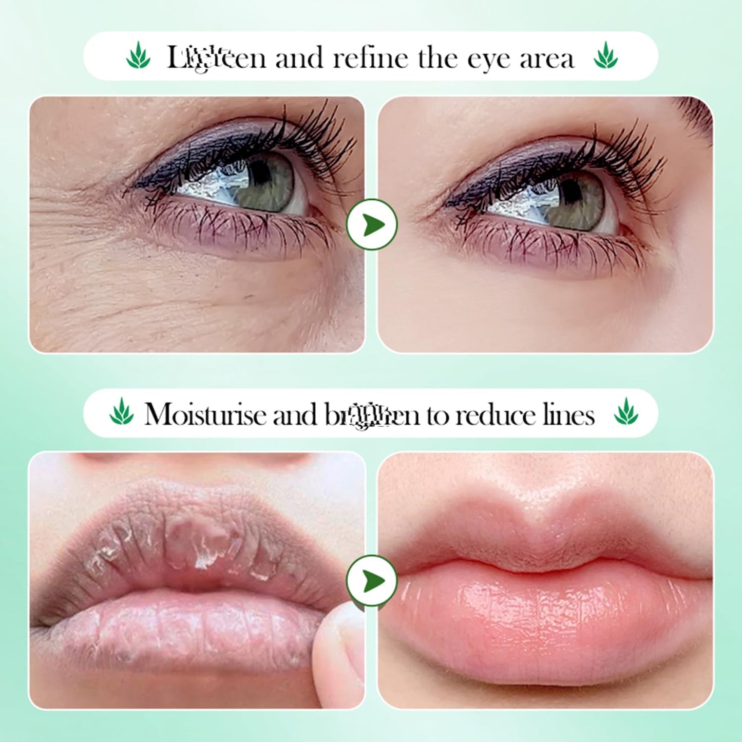 10 Pairs Aloe Vera Under Eye Patches and Moisturizing Lip Mask Set - 10 Pcs Aloe Vera Under Eye Patches, Refines Eye mask Lines Essence for Women Gifts