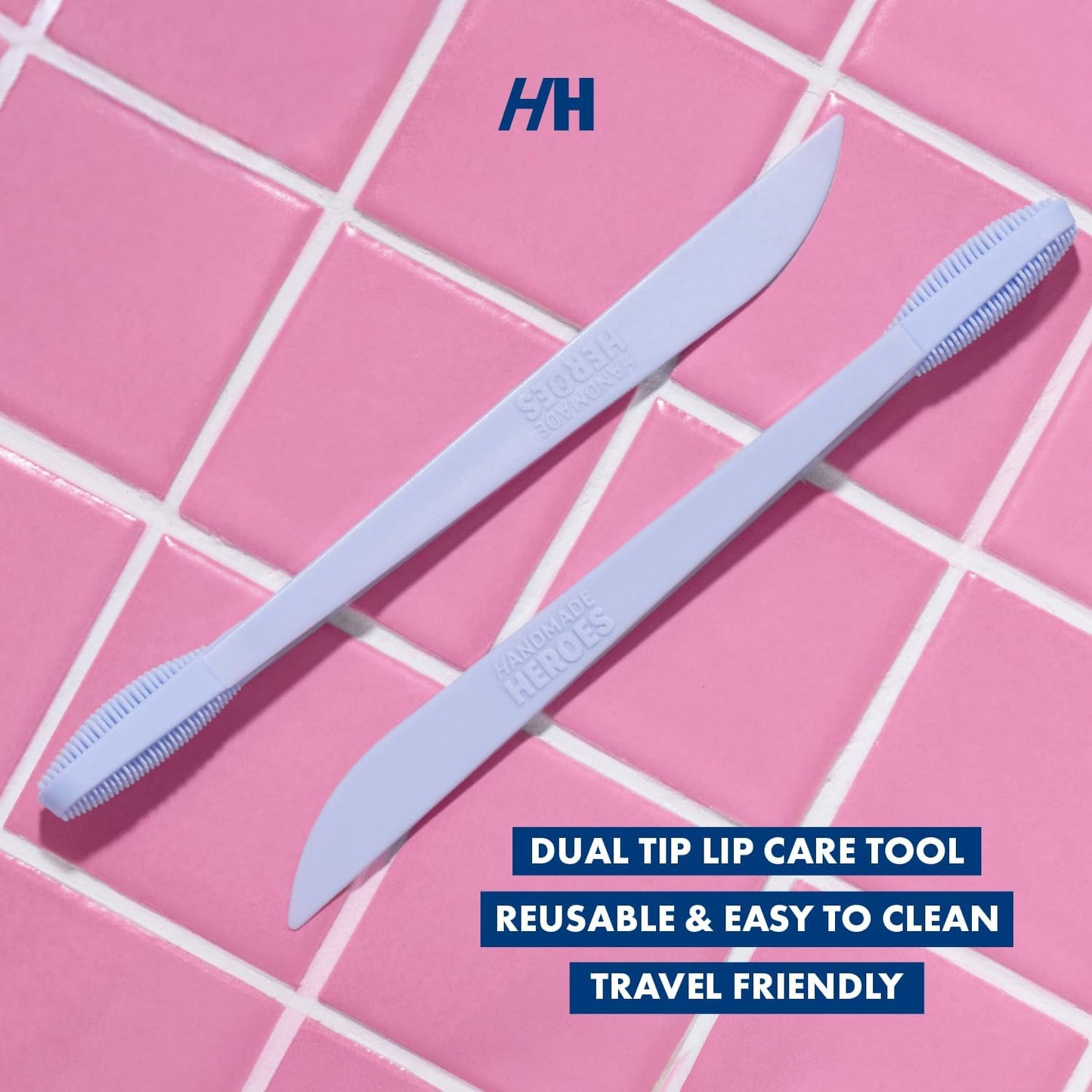 Handmade Heroes Lip Brush, Reusable Lip Exfoliator - Gentle Exfoliant, Use with Sugar Lip Polish and Lip Exfoliator Scrubber for Chapped and Dry Lips 2pc