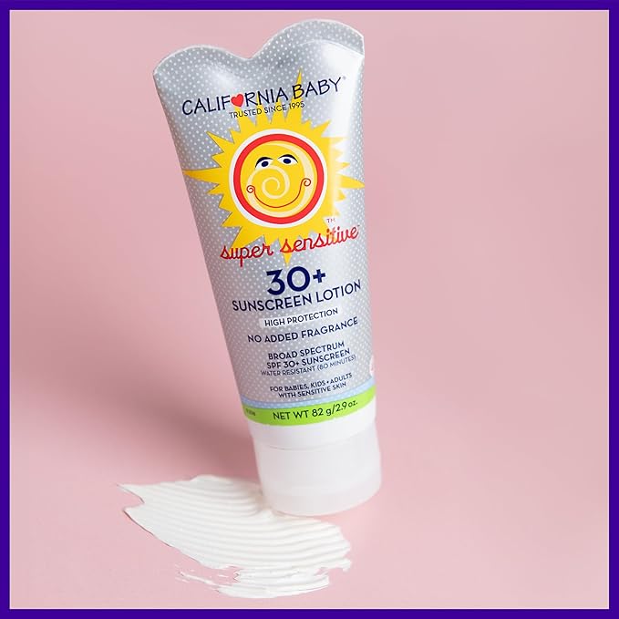 California Baby Super Sensitive Sunscreen + Natural Bug Spray | 2.9oz Unscented SPF 30+ Mineral Sunscreen + 6.5oz Natural Bug Repellent | Hypoallergenic | Formulated for Sensitive Skin