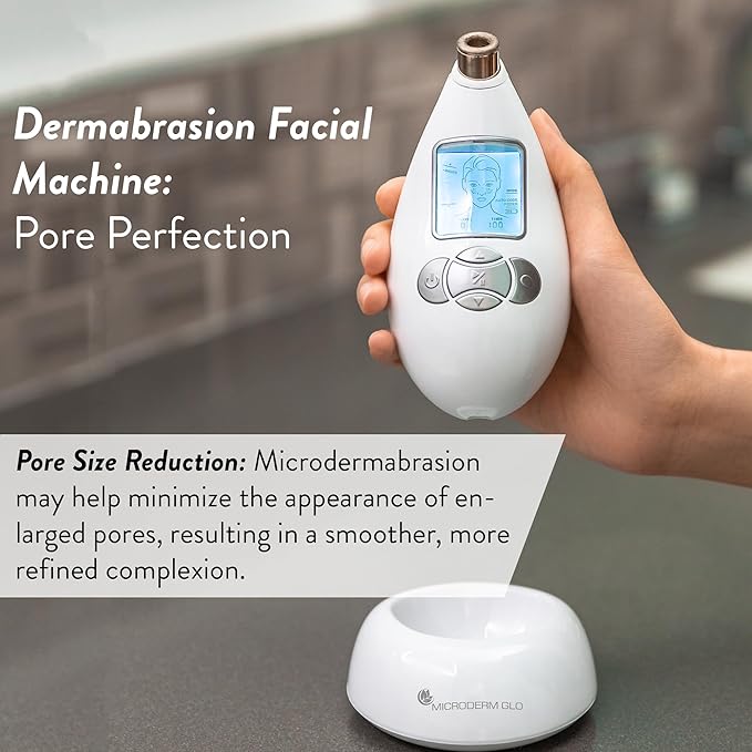 Microderm GLO Diamond Microdermabrasion Machine - Best Gift for Women - Dermabrasion & Anti Aging Wrinkle Skincare - Home Facial Treatment System - Blackhead Remover & Exfoliator for Acne Scars