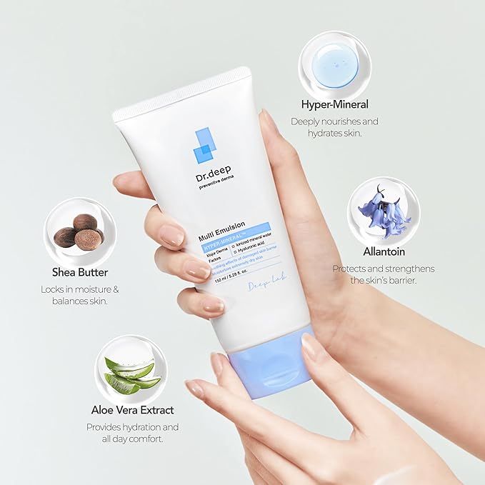 Dr.Deep Multi Emulsion - Lightweight Moisturizer for Sensitive, Dry & Itchy Skin, Hydrating Emulsion with Shea Butter & Allantoin for Skin-Barrier Repair, 5.07 fl. oz