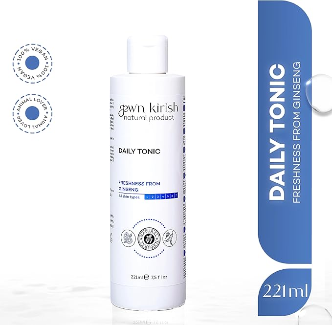 Gew’n Kirish Daily Tonic – Purifying & Hydrating Face Toner with Ginseng, Balances Sebum & Revives Skin, Suitable for Oily, Dry & Sensitive Skin, 7.5 fl oz