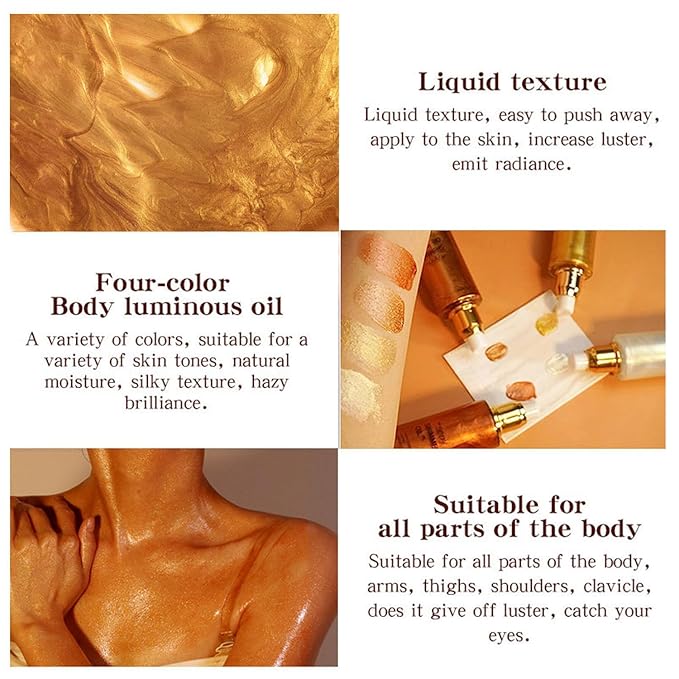 Shimmer Body Oil, Highlighter Makeup Smooth Glitter Glow