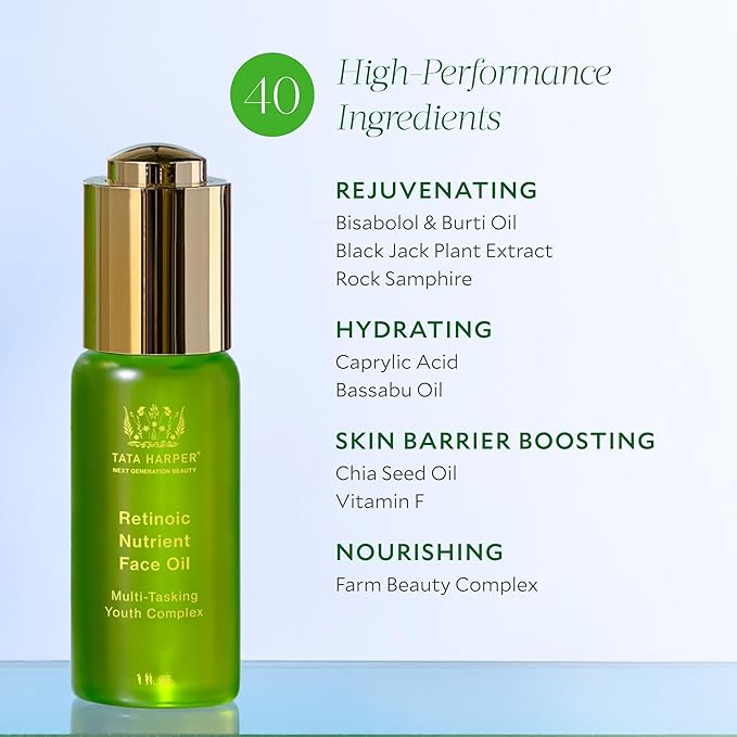 Tata Harper Retinoic Nutrient Face Oil, Nourishing Face Oil, Botanical Retinol Alternatives, Natural Skincare, 30ml