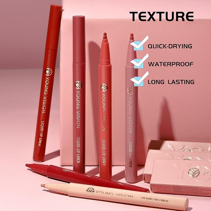 YOUNG VISION Gourd-Shaped Precision Liquid Lipstick & Lipliner - Nude Matte Shades