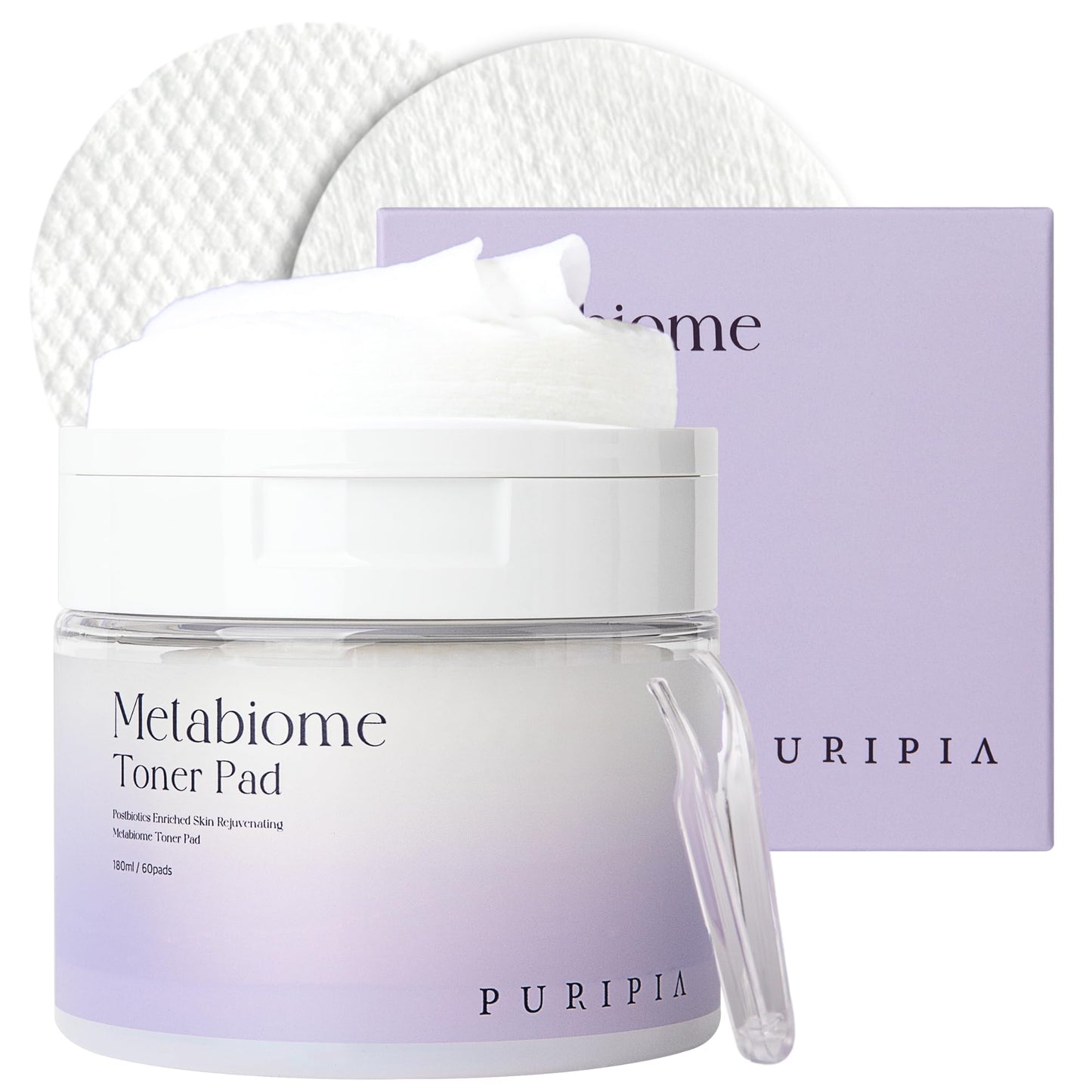 PURIPIA Metabiome Korean Toner Pads for Clear face Skin Care Soothing exfoliating Cotton Tea Tree Toning pad Sheet mask Blemish brightening Dry Facial Vitamin c Collagen
