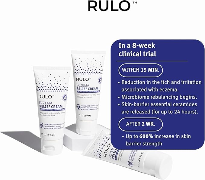 RULO Eczema Relief Cream | Clinical-Strength Itch Relief & Dermatitis Treatment for Adults, Baby and Kids | Advanced Eczema Therapy and Skin Barrier Repair, Colloidal Oatmeal for Itchy Skin | 2 Fl Oz