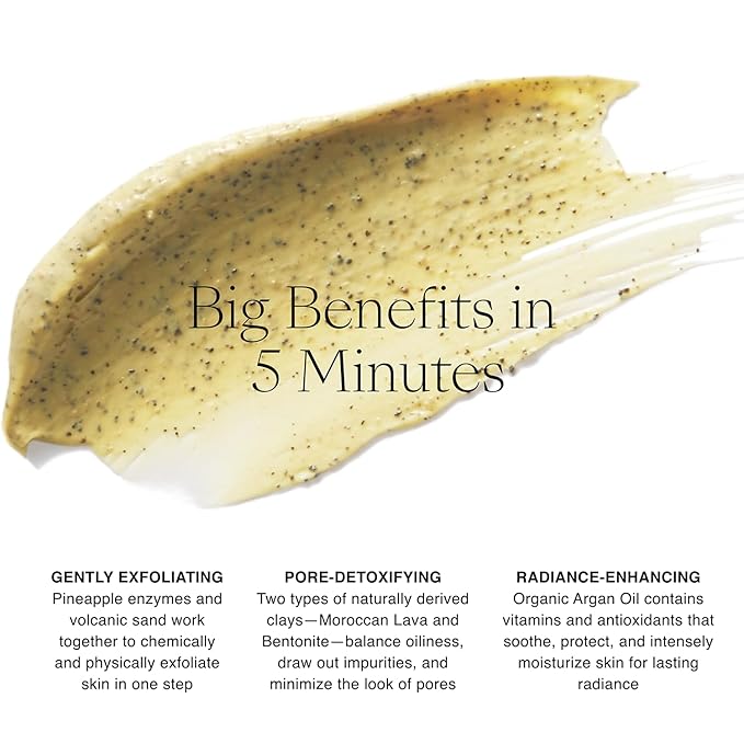 Josie Maran Whipped Argan + Pineapple Enzyme Deep Pore Cleansing Mask - Purifying Pore Mask With Nourishing Moroccan Argan Oil, 3 Essential Fatty Acids, & Squalane Oil (2 oz / 56 g)