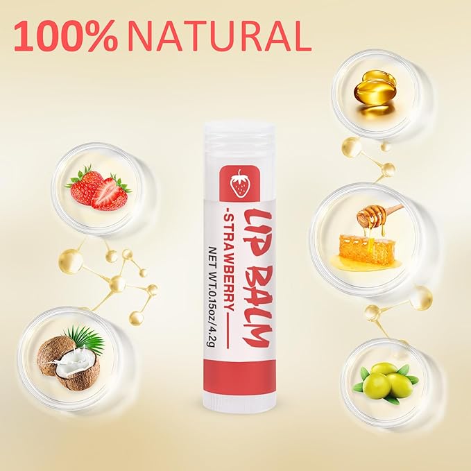 24 Pack Lip Balm, Natural Lip