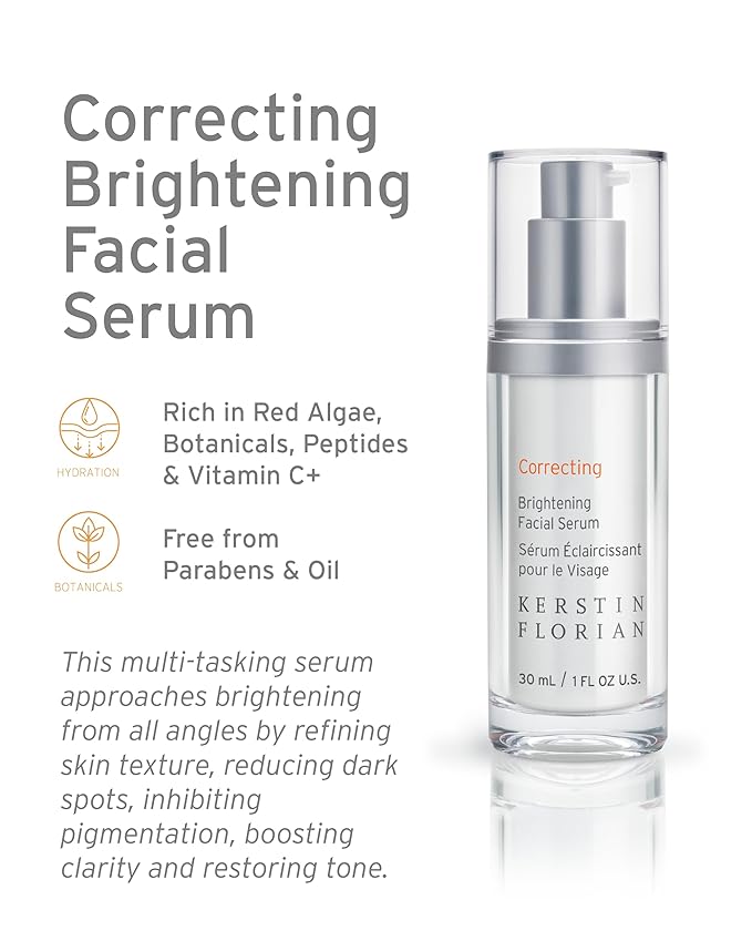 Kerstin Florian Brightening Facial Serum | Vitamin C Complex Boosts Collagen | Evens Skin Tone and Reduces Dark Spots | Facial Serum for All Skin Types (1 fl oz)