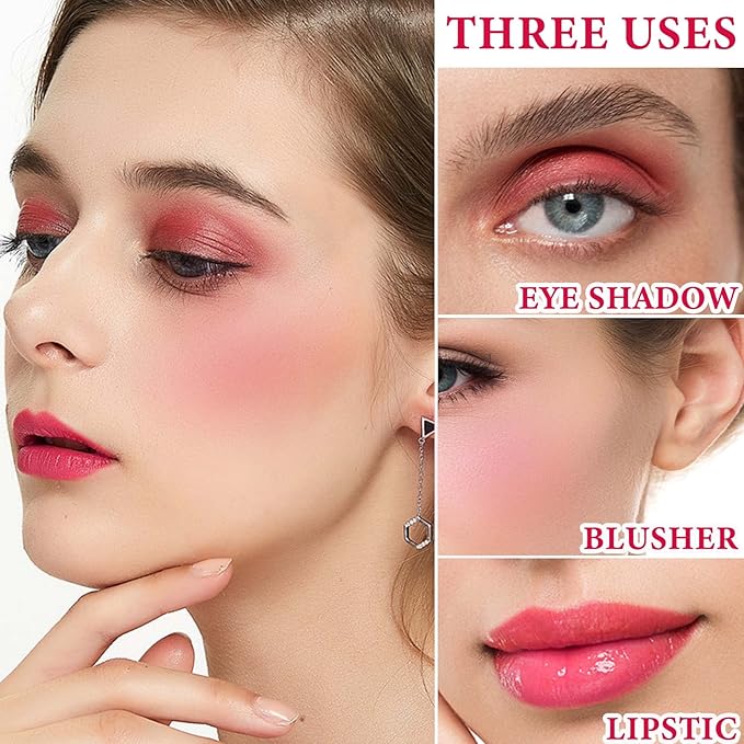 Cream Blush Stick,Blush Stick for Cheeks with Contour Rose Pink）
