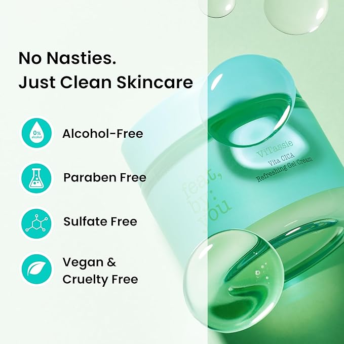 CICA Refreshing Gel Cream (2.7 FL OZ) Face Moisturizer for Dry Skin, Acne-Prone, Sensitive Skin with Vitamin C, Centella Asiatica, Niacinamide, Hydrating, Soothing, Korean Made