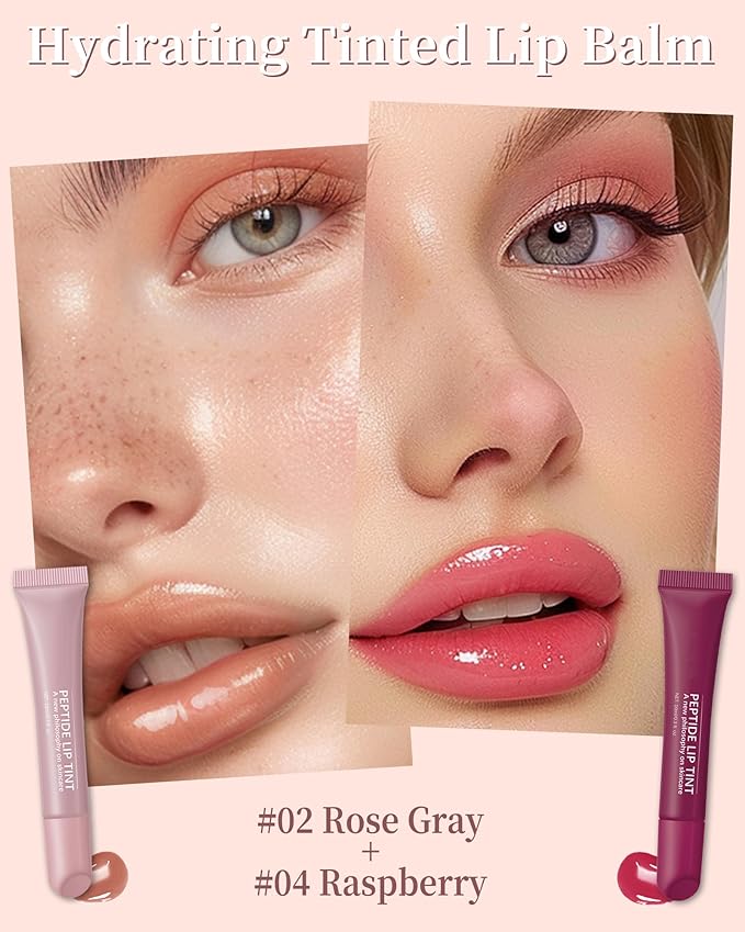 Tinted Lip Balm-2Pcs Rose-Gray Raspberry Peptide Thanksgiving