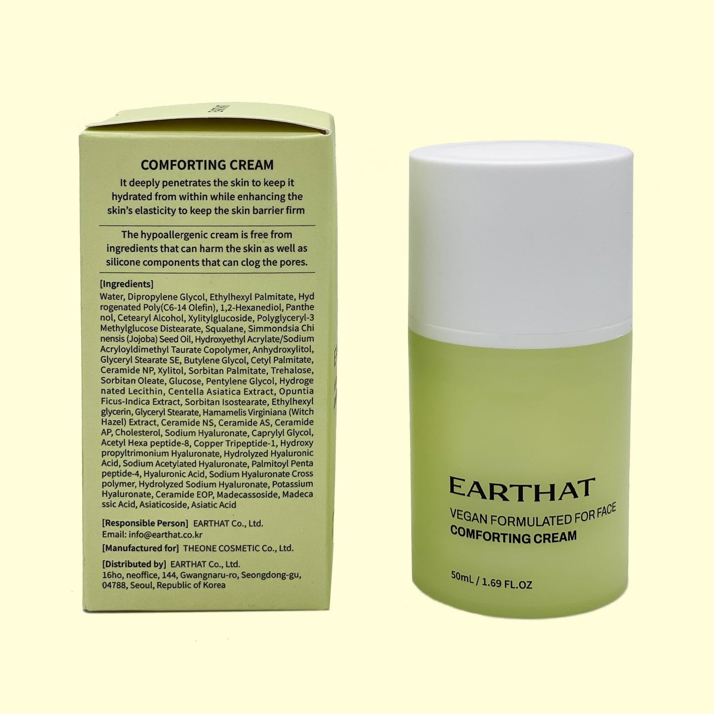 EARTHAT Panthenol Cream – Korean Skincare for Glass Skin with Airless Pump, 1.69oz | Hydrating Face Moisturizer with Centella Asiatica and Hyaluronic Acid | Soothing Barrier Repair Cream