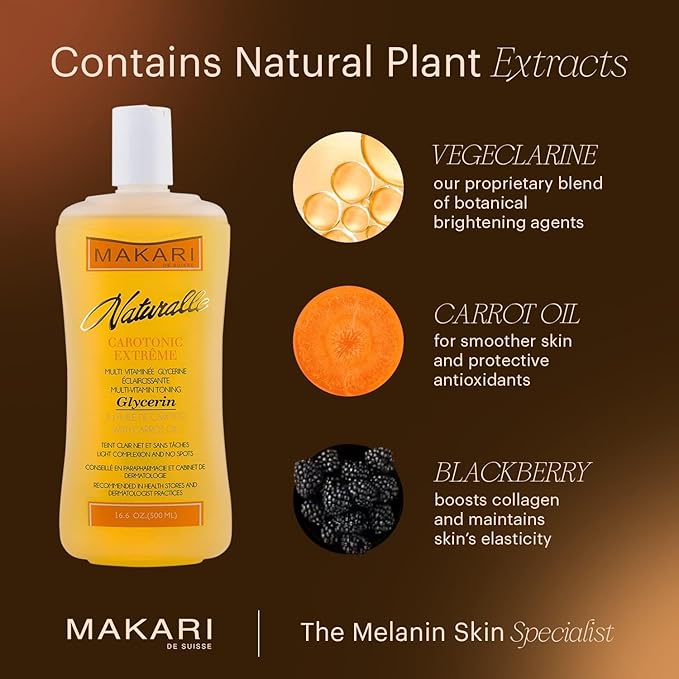 MAKARI Naturalle Carotonic Extreme Body Glycerin 2 Pack (16.6 oz) | Helps Brighten and Fade Body Scars and Marks | Glycerin Oil for All Skin Types | Safe for Sensitive Skin and Kids Ages 12 and Up