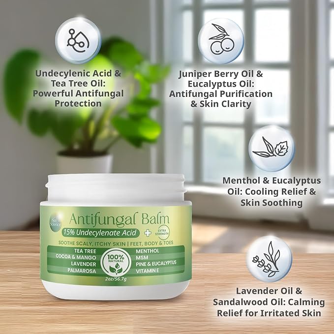 PURPLE CANYON Anti Fungal Balm with 15% Undecylenic Acid – Natural Antifungal Cream for Athletes Foot, Jock Itch & Ringworm – Soothing Relief with Tea Tree, Menthol & Healing Essential Oils