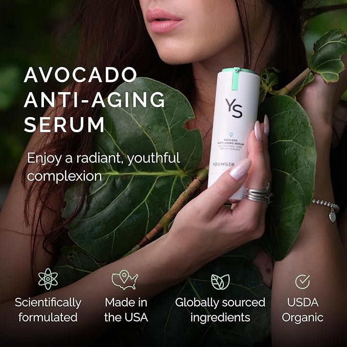 Avocado Anti-Aging Serum - Hydrating, Brightening, Wrinkle Reducer, Facial Skincare - Organic Avocado Oil, Vitamin C, Hyaluronic Acid, Niacinamide - 30ml