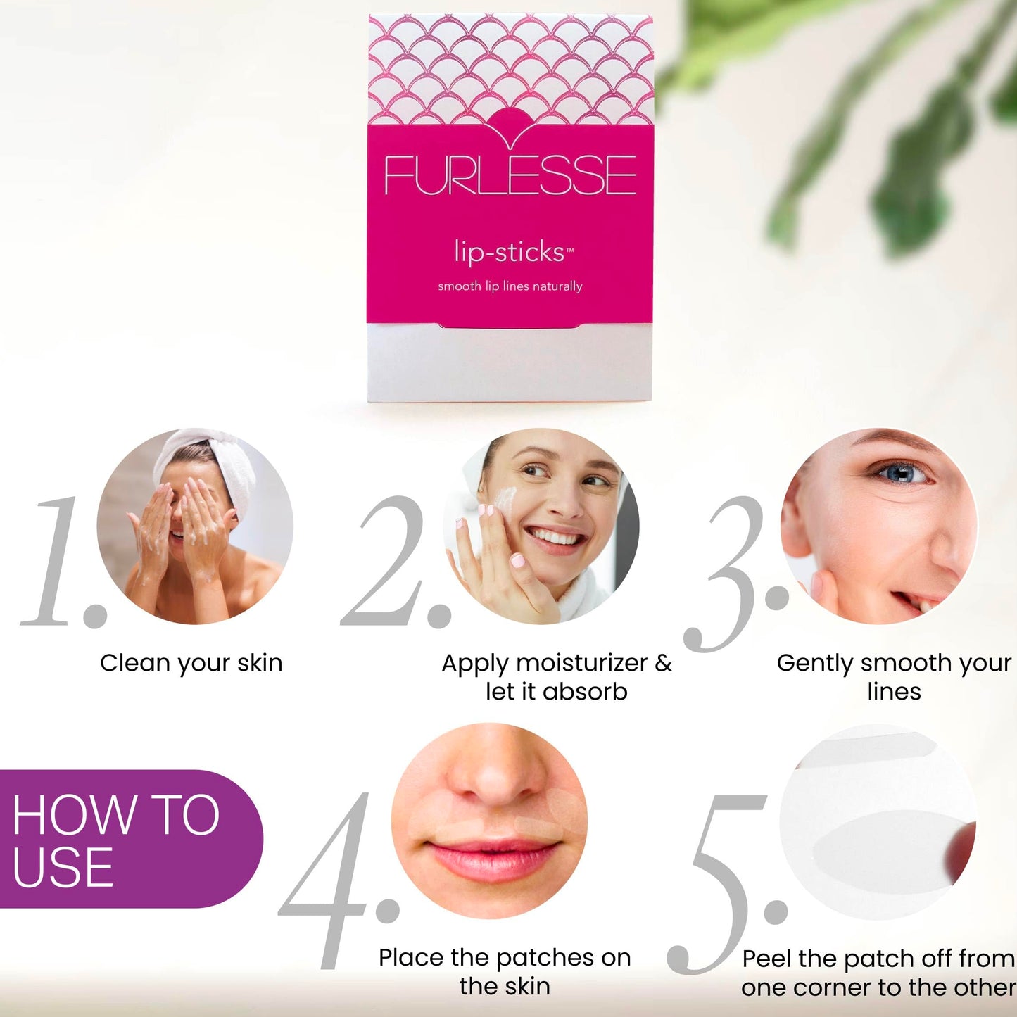 Furlesse Lip-Sticks Wrinkle Patches, Overnight Anti-Wrinkle Patches for Smile Lines, Fine Lines, and Expression Lines, Non-invasive Lip Patches, Anti-aging Skincare, 120 Patches, 30-Day Use