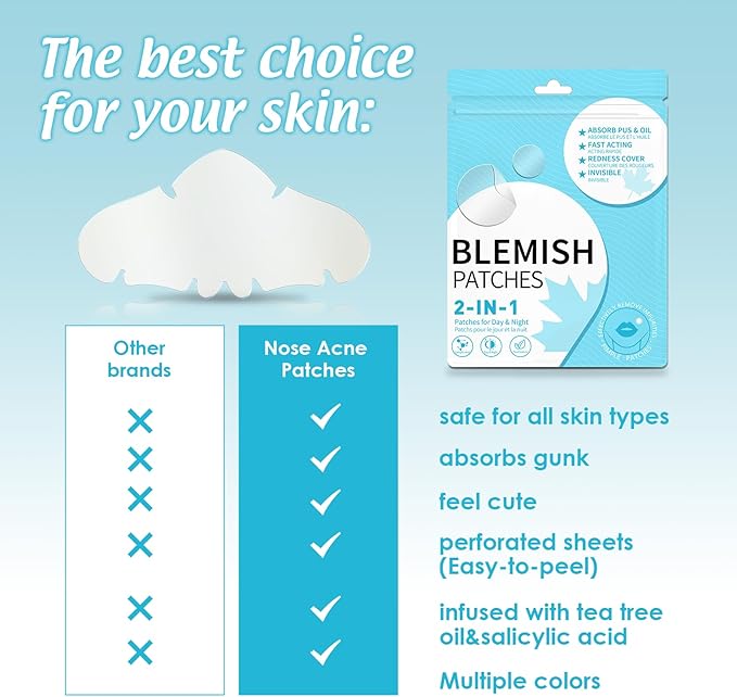 Pimple Patches for Nose 10 CT Acne Patches Nose Pore Strips XL Hydrocolloid Bandages for Face Blemish Pimple Patch Absorbs Oil Overnight