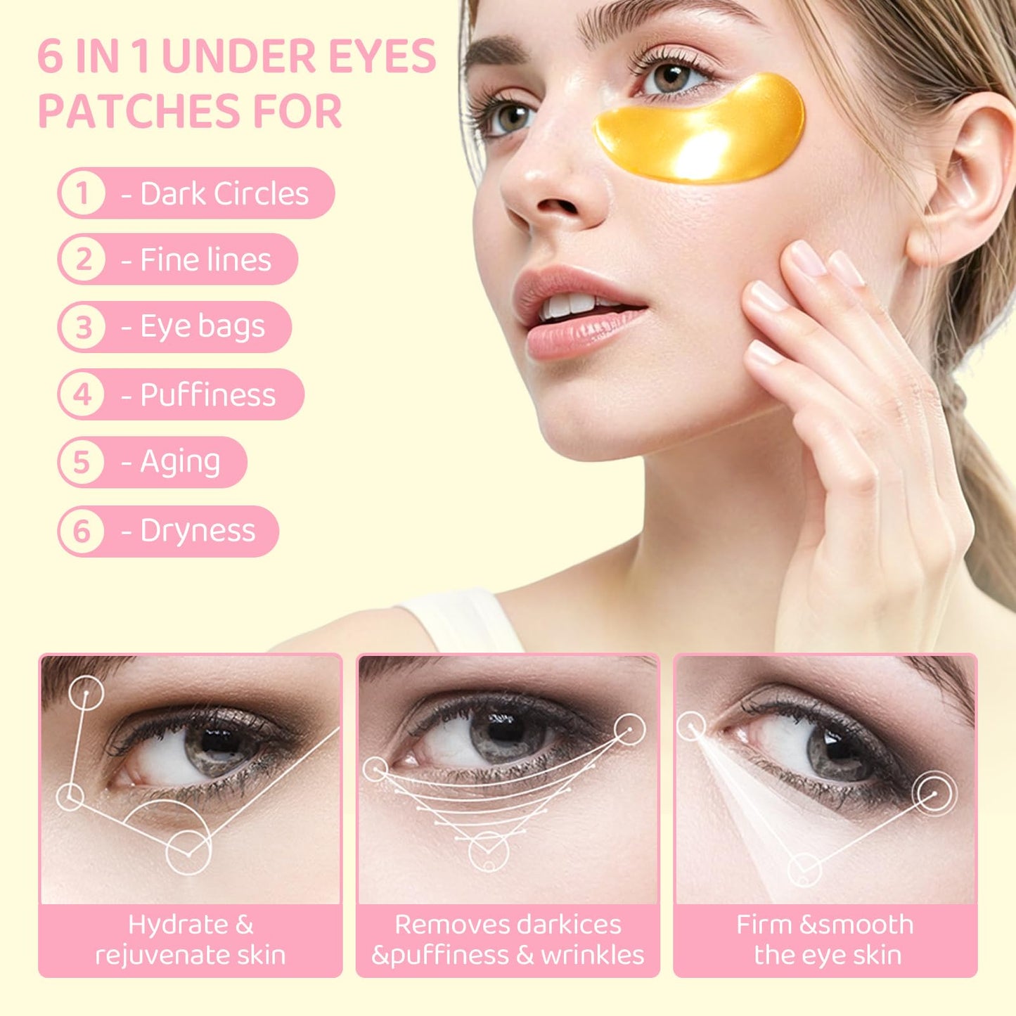 30 Pcs Lip Masks & Eye Masks, 24K Gold Crystal Gel Collagen Eye Pads, Cherry Under Eye Patches for Puffy Eyes, Dark Circles, Wrinkles and Fine Lines, Bachelorette Party Favors, Bridesmaid Gifts