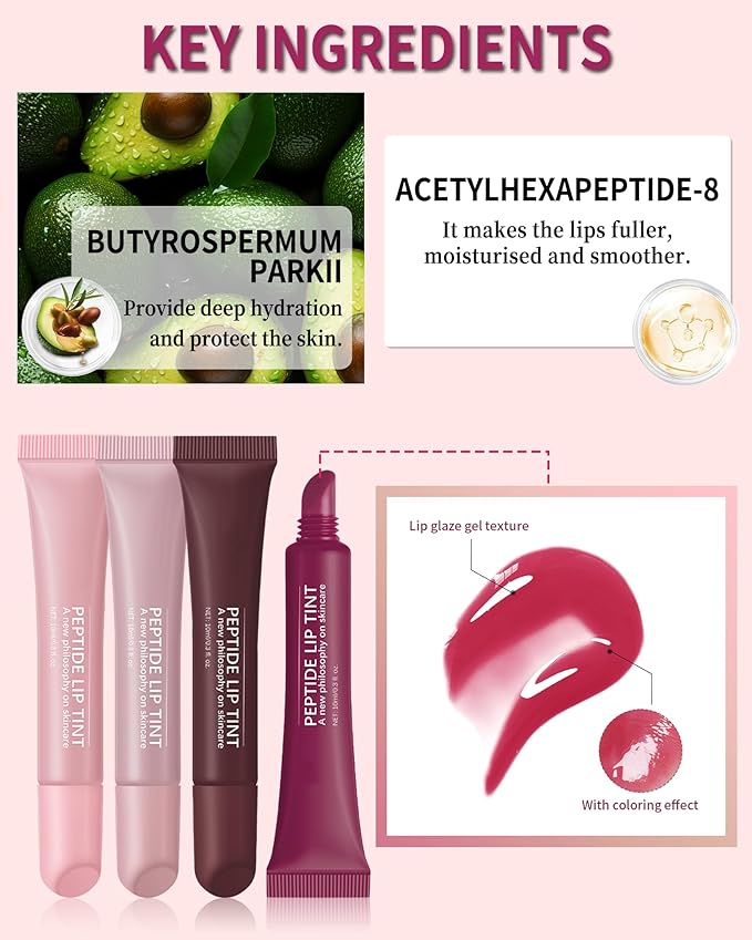 Tinted Lip Balm-1Pcs Pink Peptide Hydrating Lip T