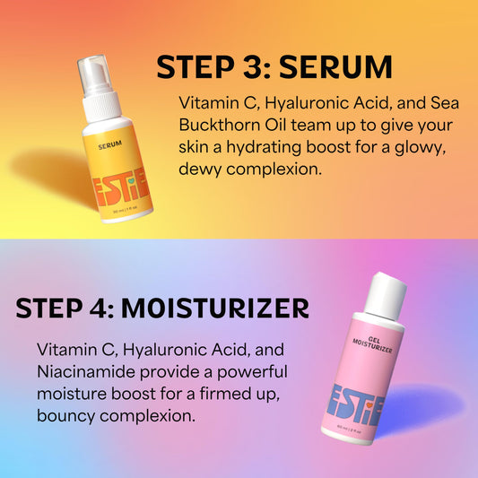 InstaNatural BESTIES BFF Four Step Teen Skincare Kit | Simple Skincare for Healthy Skin (Cleanser, Toner, Serum & Gel Moisturizer for All Skin Types) (BFF Four Step Kit, Fresh Citrus)