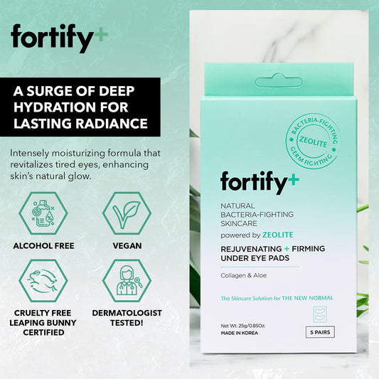 Fortify Skincare Under Eye Patches For Puffy Eyes and Dark Circles - Dermatologist Tested Anti-Aging - Ultra Hydrating, Anti Wrinkle Patches - Natural, Vegan, Clean Beauty, Korean Skin Care - 10 Pairs