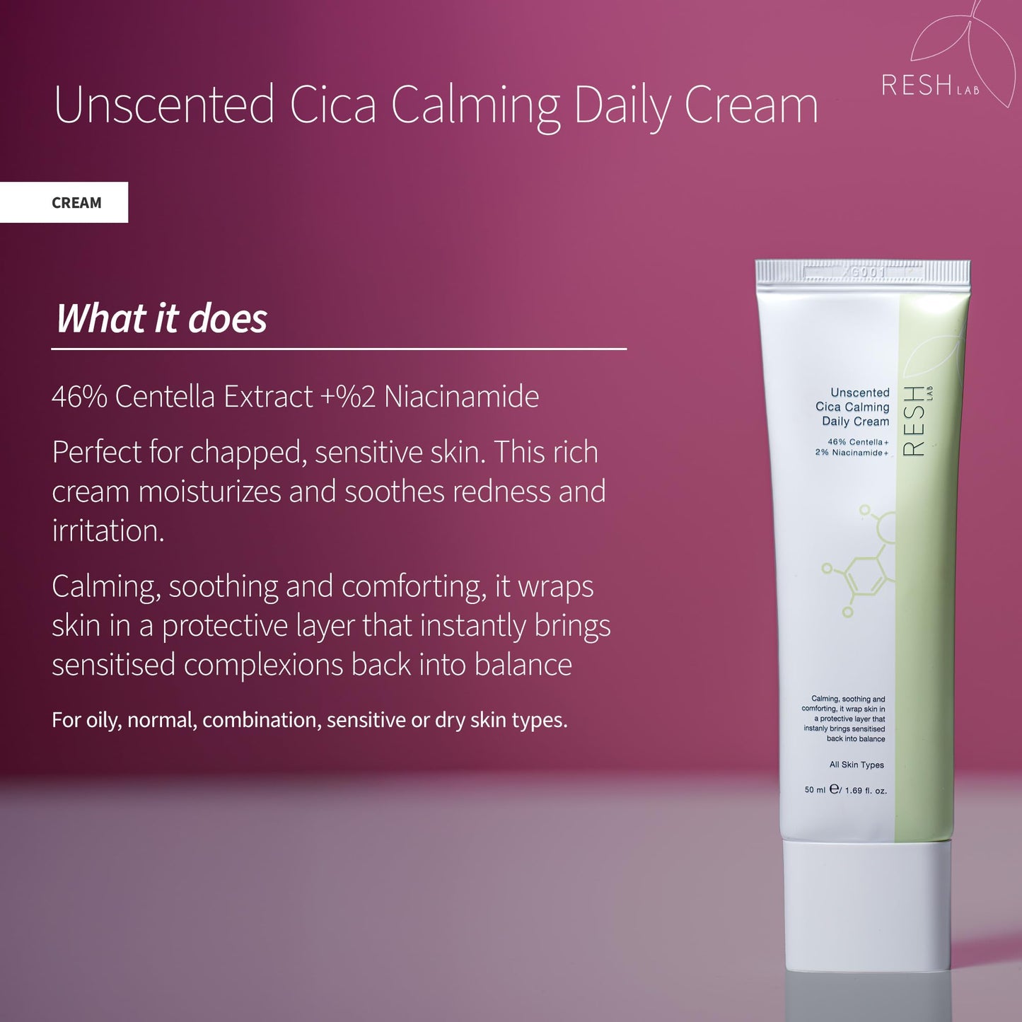 Rash Lab Cica Cream – Korean Centella Face Moisturizer for Sensitive Skin | Anti-Redness Soothing Repair Cream with Niacinamide & Ceramide | Lightweight Hydrating Daily Facial Moisturizer 50 ml