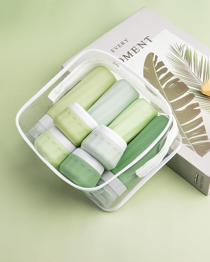 Travel Bottles for Toiletries, Travel Size Toiletries 10 Pack, Tsa Approved Travel Size Containers 3oz, with Travel Essentials Clear Bag, Leak Proof Silicone Squeezable Creams Jars