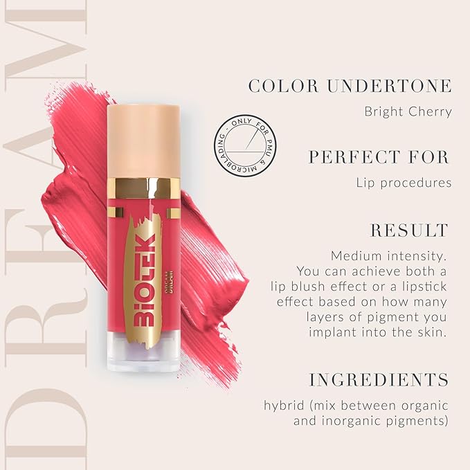 Biotek Lip Pigment for Permanent Makeup - Bright Cherry Color for Lip - Made in Italy - Dream 0,61 fl.oz.