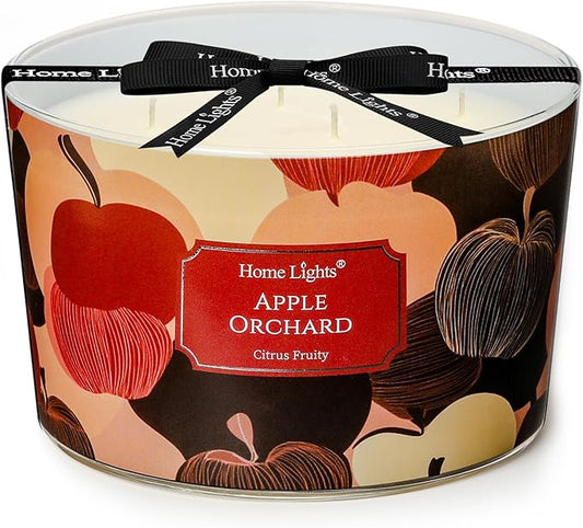HomeLights Soy Wax Candles for Home Scented, 4-Wick Candles in Apple Orchard Scented, Aromatherapy Candles Gift for Parties, Relaxing, Eclectic Mixed Styles, 18oz