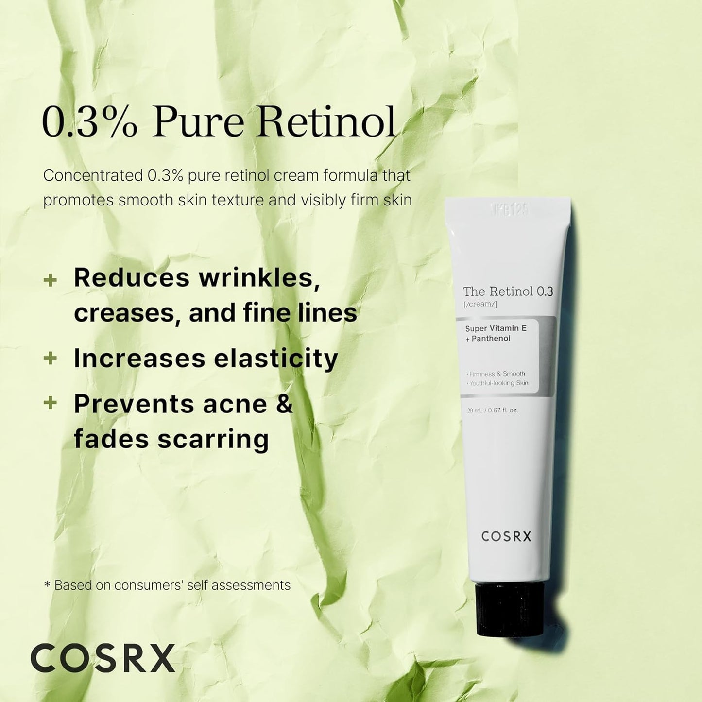 COSRX Retinol 0.3% Cream, 0.67 Oz, Anti-aging Eye & Neck Cream with Retinoid Treatment to Firm Skin, Reduce Wrinkles, Fine Lines, Signs of Aging, Gentle Daily Korean Skin Care