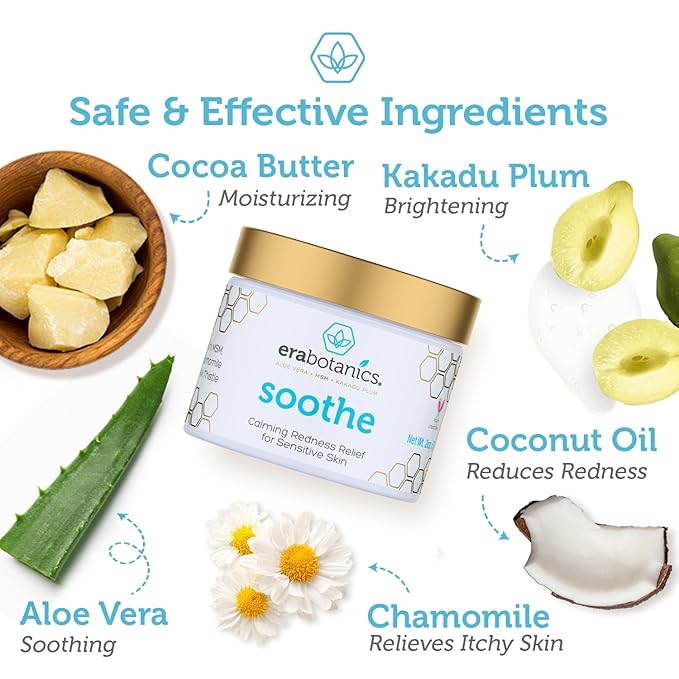 Era Organics Redness Relief Cream & Face Wash – Soothing Anti-Redness Moisturizer + Manuka Honey Face Wash for Sensitive Skin – Calming Face Care Bundle for Redness, Dryness & Irritation