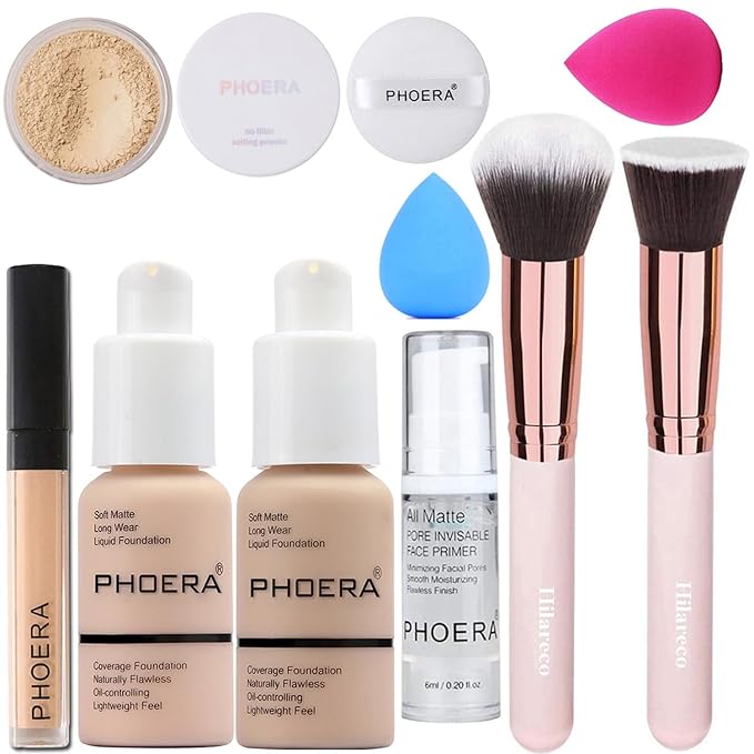 PHOERA Foundation,PHOERA Concealer,PHOERA Makeup Foundation Full Coverage Up Porcelain+102 Nude)