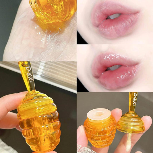 2PCS Small Peach & Honey Lip Oil & Mask: Moisturizing Day & Night Lip Sleeping Masks, Scrubs & Exfoliator