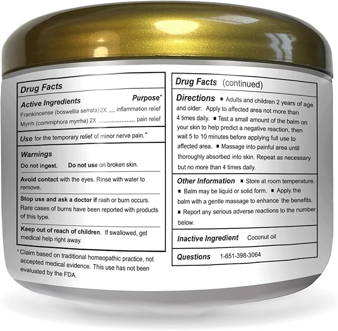 Wise Men Healing Balm with Myrrh and Frankincense Essential Oils for Neuropathy, Sciatica and Nerve Pain Massage and Skin Moisturizing