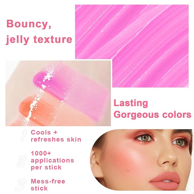 2PCS Cooling Water Jelly Lip Tint/Blush, Jelly Blush Cooling