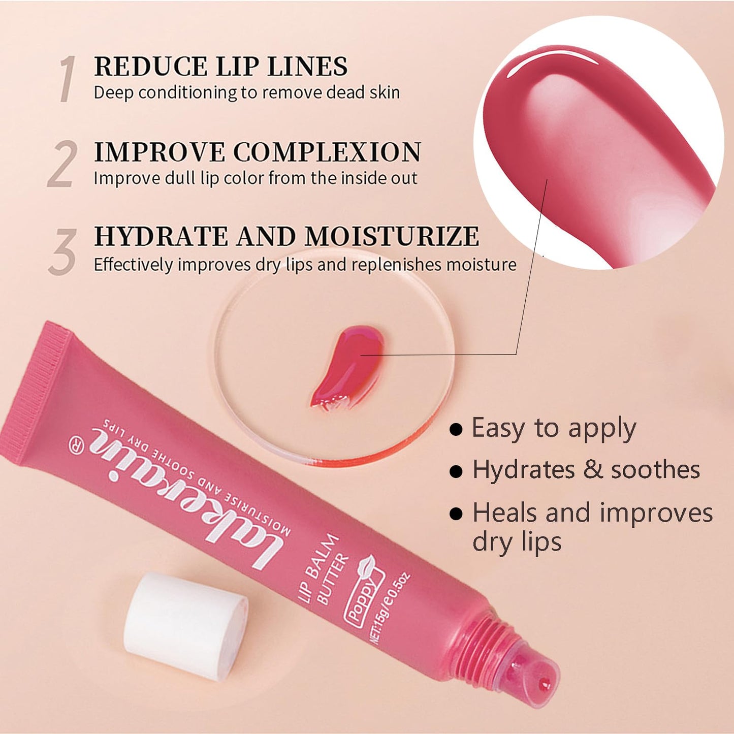 4 Color Glossy Lip Balm Butter Lip Gloss，Moisturizing Non Sticky High Shiny Finish Lip Glow Oil, Natural Plumping Lip Tint Lip Care & Repair Lip Mask for Soft & Smooth & Protect Dry Lip